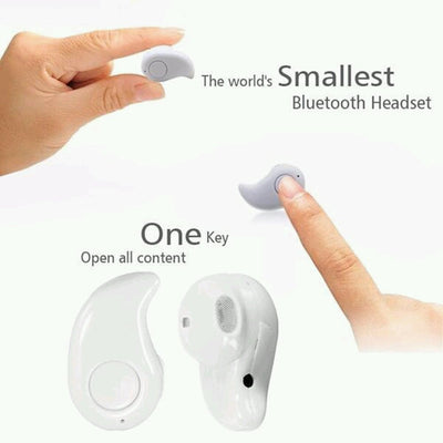 Mini casca Bluetooth MRG 10m invizibila Handsfree Alb A2DP