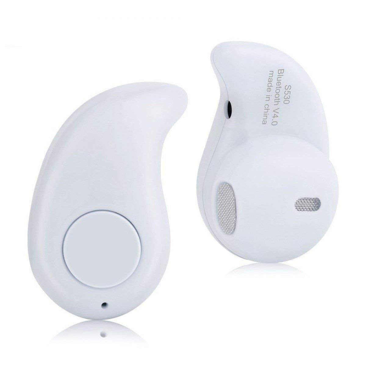 Mini casca Bluetooth MRG 10m invizibila Handsfree Alb A2DP