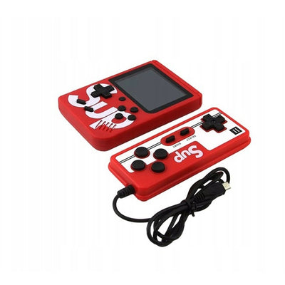 Mini consola retro portabila cu Pad, 400 de jocuri diferite, 2 Jucatori, baterie reincarcabila, culoare Rosu