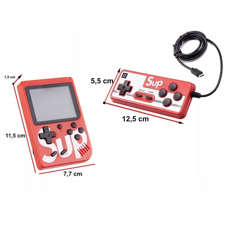 Mini consola retro portabila cu Pad, 400 de jocuri diferite, 2 Jucatori, baterie reincarcabila, culoare Rosu