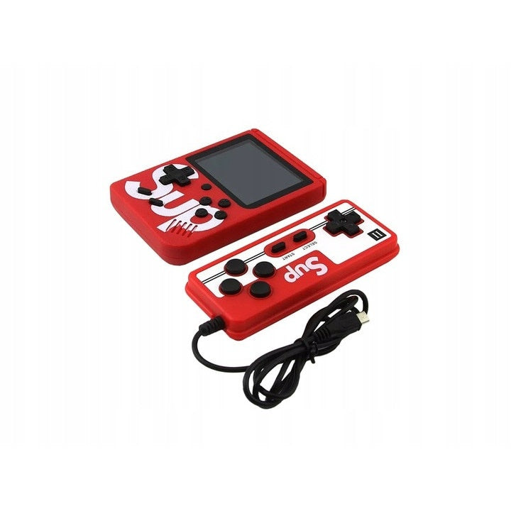 Mini consola retro portabila cu Pad, 400 de jocuri diferite, 2 Jucatori, baterie reincarcabila, culoare Rosu