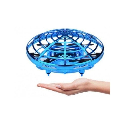 Mini drona OZN cu inductie si lumini LED, albastru