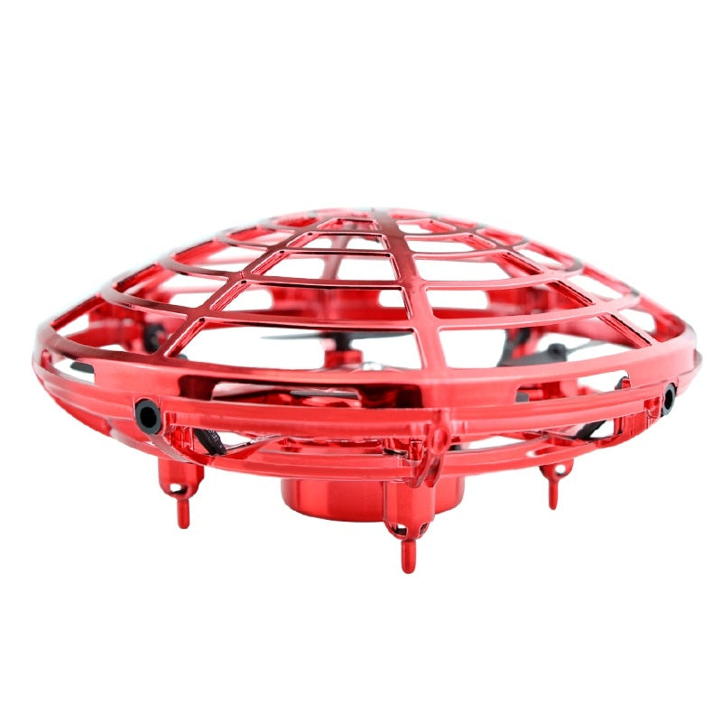 Mini drona OZN disc zburator interactiv, 3 senzori infrarosu, lumina LED, rosu