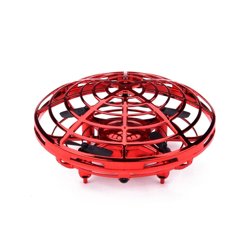 Mini drona OZN disc zburator interactiv, 3 senzori infrarosu, lumina LED, rosu