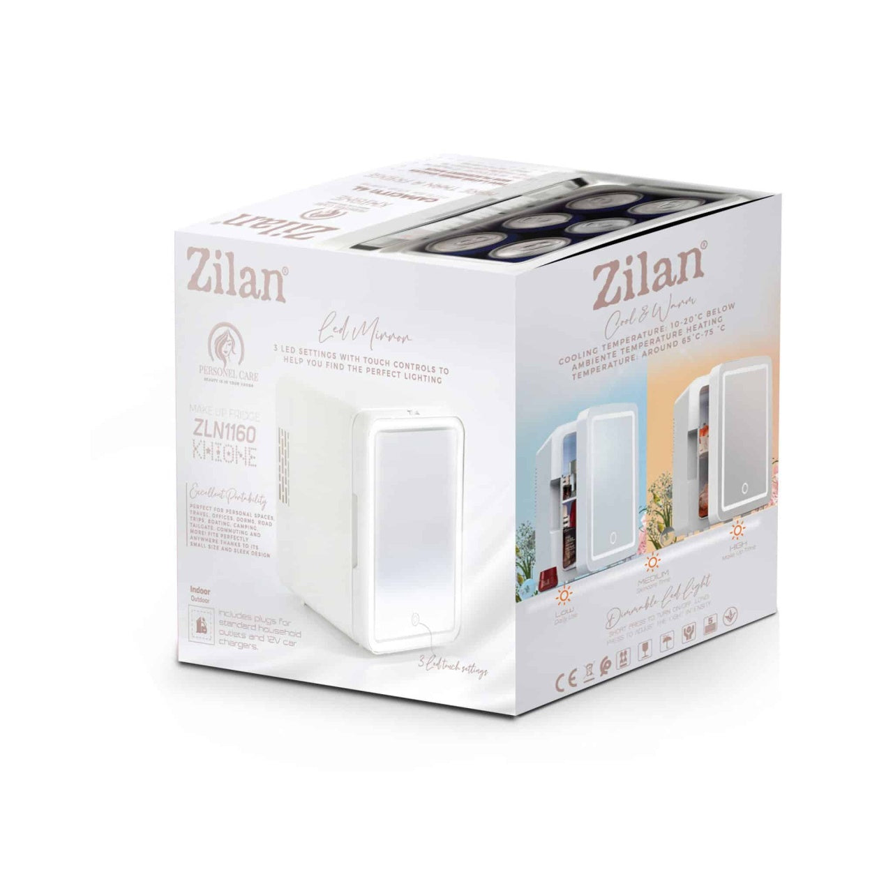 Mini frigider alb cu LED, capacitate 4L, putere 36W, racire semicongelare