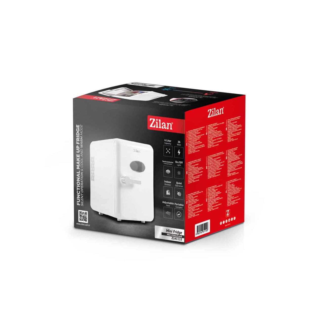 Mini frigider alb cu maner, capacitate 4L, putere 36W, raft reglabil