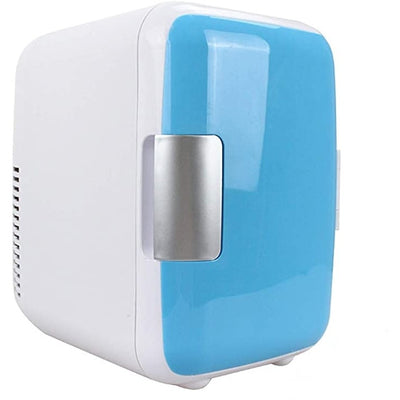 Mini frigider portabil, capacitate 4L, cu mufa pentru bricheta auto, finisaj lucios, albastru