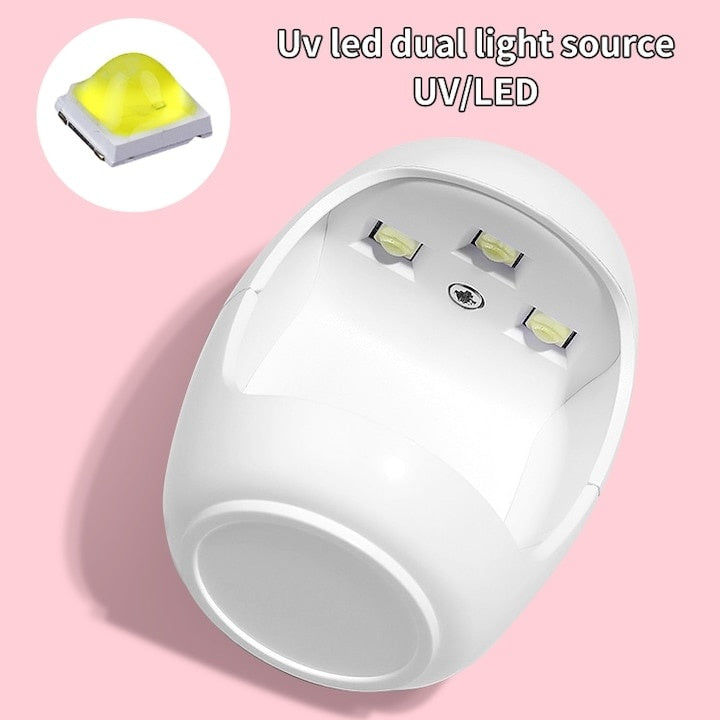 Mini lampa pentru manichiura/pedichiura, putere 3W, incarcare USB, portabila, cu 3 neoane, dimensiuni 45x45x58mm, alb