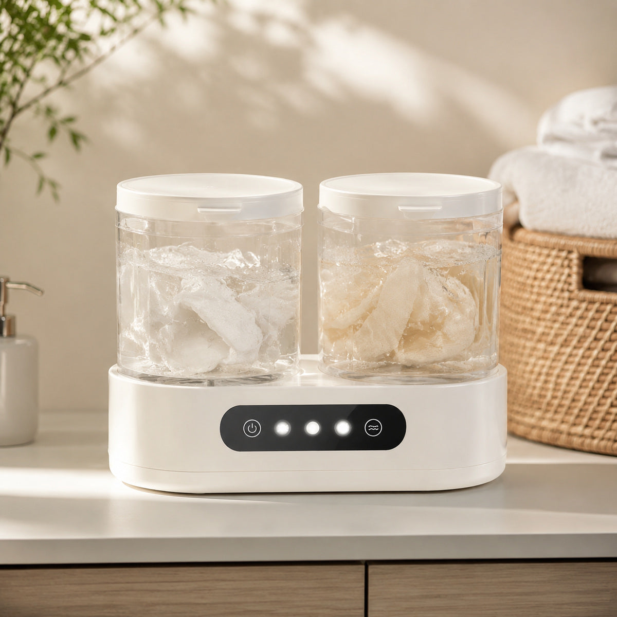 Mini Mașină de Spălat cu 2 Cuve pentru Lenjerie și Șosete, Display Digital, Alb – imagine comercială