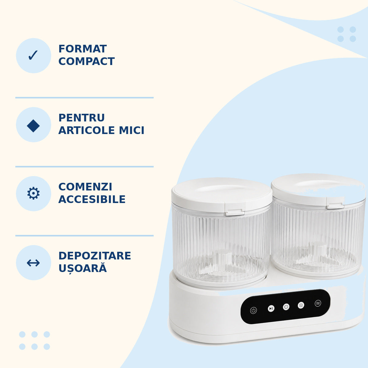 Mini Mașină de Spălat cu 2 Cuve pentru Lenjerie și Șosete, Display Digital, Alb – caracteristici