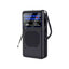 Mini radio portabil, putere 3W, FM, AM, SW, alimentare baterii, lumina led, snur pentru transport, negru