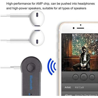 Mini receptor bluetooth, compatibil cu iPhone si Android, Mod Sleep, Jack 3.5 mm Stereo, functie Handsfree, negru
