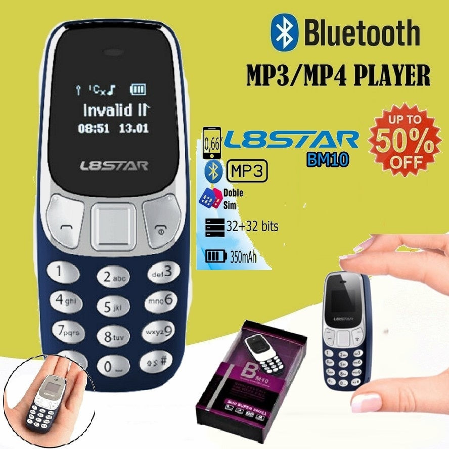 Mini Telefon Dual Sim Radio Fm Bluetooth L8STAR Schimba Vocea - Albastru