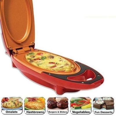 Mini tigaie electrica pentru gatit rapid, Red Copper 5 minutes Chef