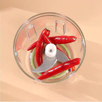 Mini tocator electric, pentru alimente, capacitate 250ml, cu 3 lame puternice, rezistent la apa, incarcare USB, roz
