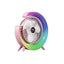 Mini ventilator de birou, cu iluminare multicolora LED, incarcare USB, ajustare 180 °, 3 viteze de functionare, lumini ambientale, alb