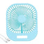 Mini ventilator de masa, cu 3 viteze, incarcare USB, suport sprijin/agatare, din ABS, cu grila de siguranta, albastru