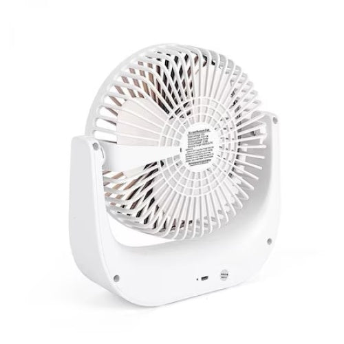 Mini ventilator de masa, portabil, putere 5W, din ABS, cu unghi reglabil, incarcare USB, alb