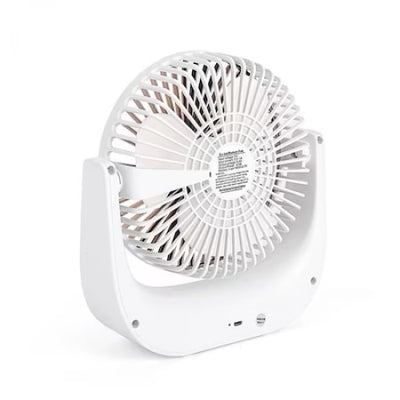 Mini ventilator de masa, portabil, putere 5W, din ABS, cu unghi reglabil, incarcare USB, alb