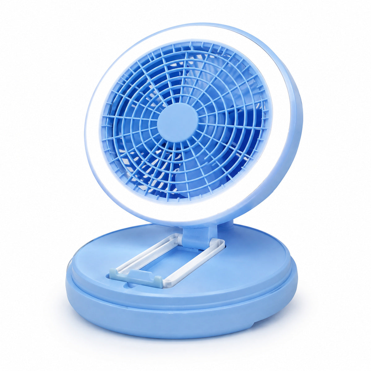 Mini Ventilator Reîncărcabil de Birou cu Iluminare LED, Albastru – imagine principală