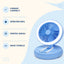 Mini Ventilator Reîncărcabil de Birou cu Iluminare LED, Albastru – imagine 3