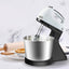 Mixer cu bol, cu accesorii pentru mixat si framantat, putere 350W, cu 7 viteze de functionare, din metal si plastic, alb/negru