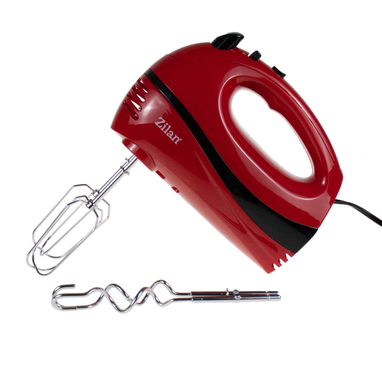 Mixer de mana 5 viteze, 300W, Turbo, rosu, cu accesorii incluse
