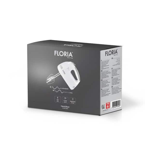 Mixer de mana 7 viteze, 100W, alb, cu teluri si carlige pentru aluat