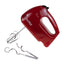 Mixer de mana 7 viteze, 100W, rosu, cu teluri si carlige pentru aluat