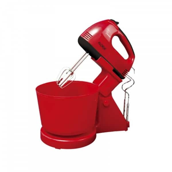 Mixer de masa cu bol plastic 2L, 7 viteze, 150W, rosu