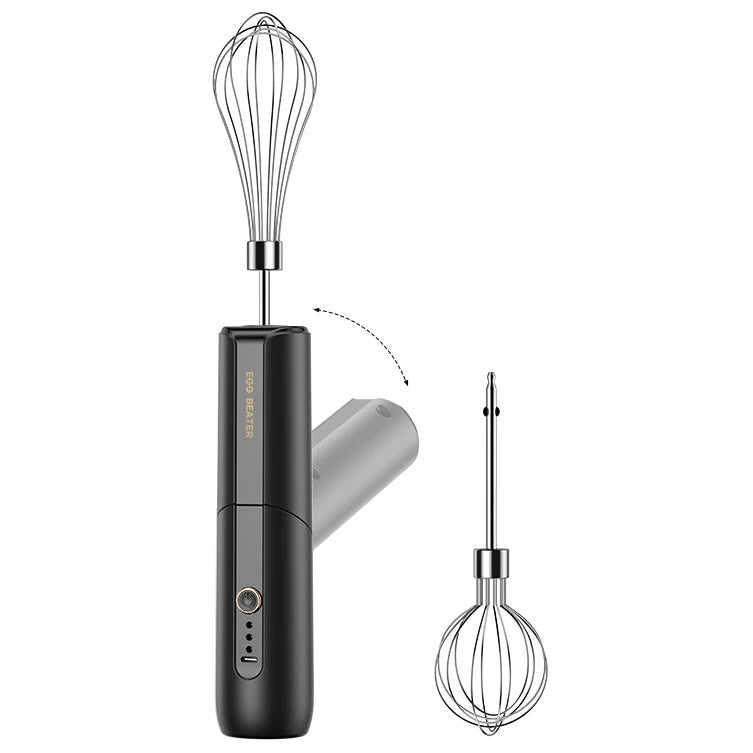 Mixer electric fara fir 13W, 3 viteze, accesorii incluse, incarcare USB-C, alb