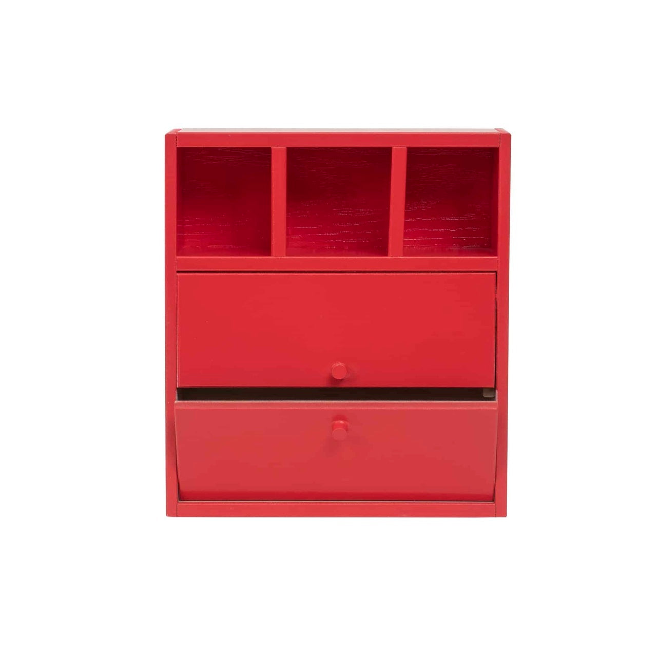 Mobila dormitor din lemn pentru papusi, culoare rosie, set complet