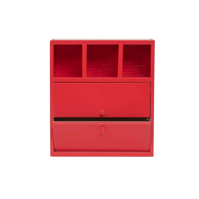 Mobila dormitor din lemn pentru papusi, culoare rosie, set complet