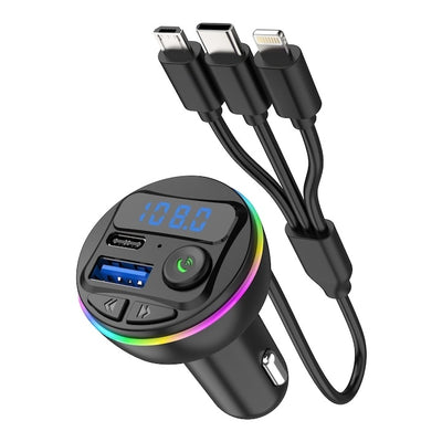 Modulator cu incarcator auto, MP3 player, port USB Fast Charge, Type C, 20W, bluetooth, 3 mufe de incarcare, negru