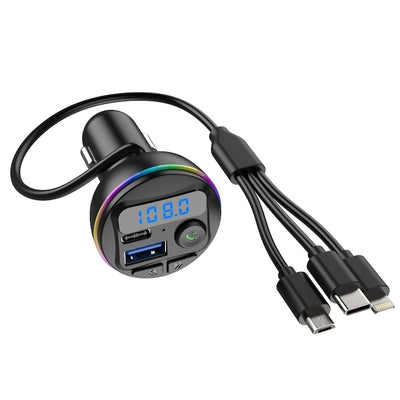 Modulator cu incarcator auto, MP3 player, port USB Fast Charge, Type C, 20W, bluetooth, 3 mufe de incarcare, negru