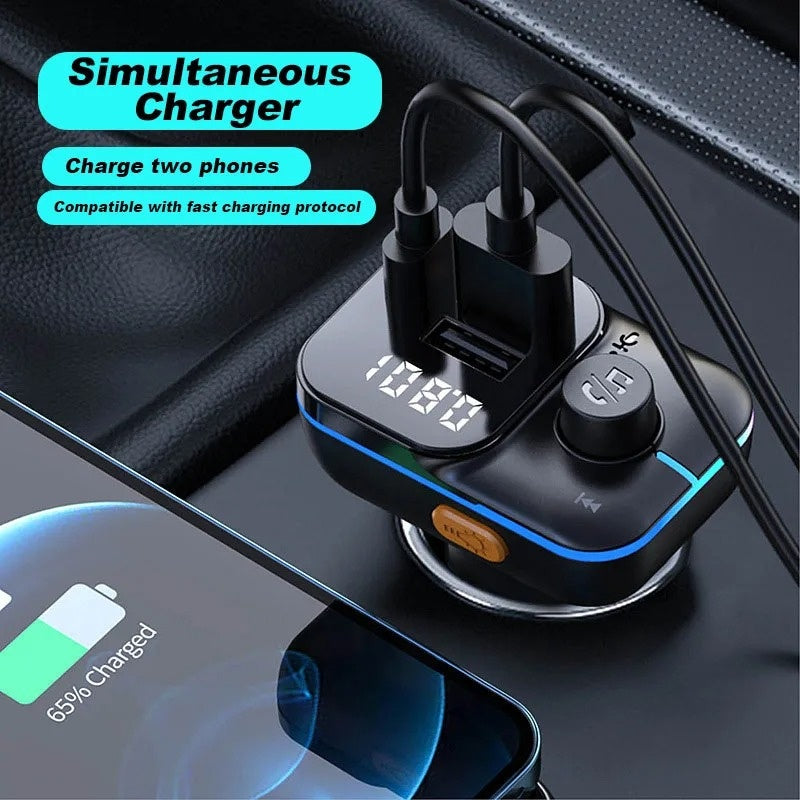 Modulator FM auto Bluetooth, C24S, lumina ambientala, incarcare rapidă, apeluri hands-free