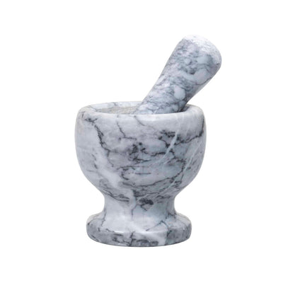 Mojar cu pistil din marmura, diametru 10 cm, inaltime 10.5 cm, gri