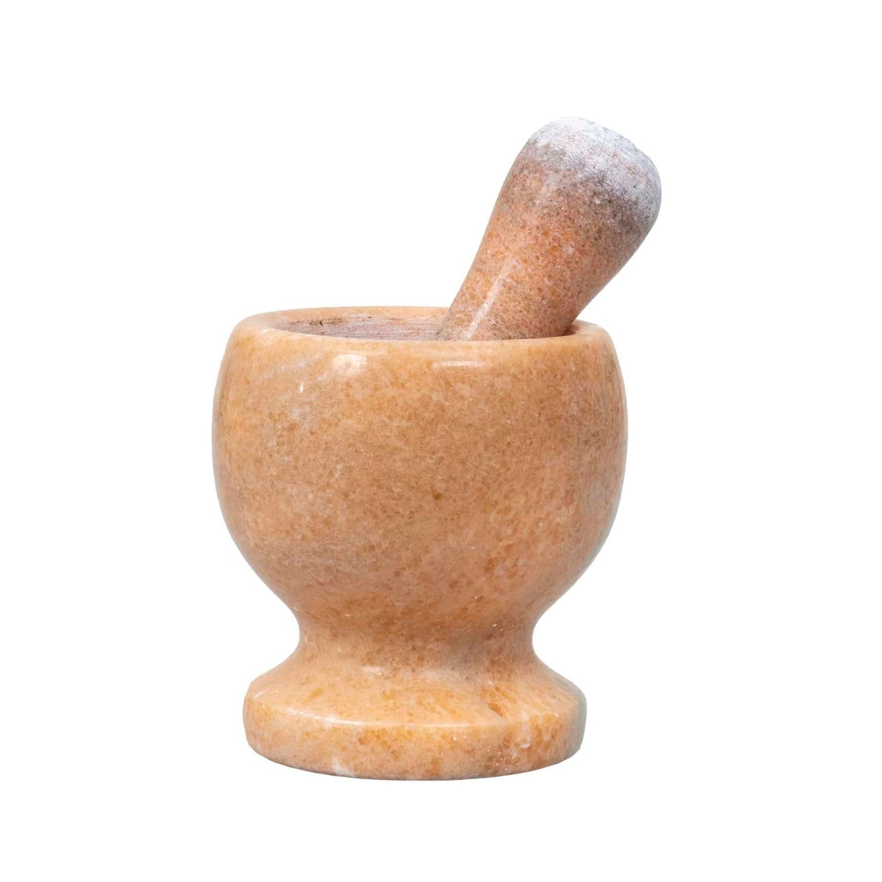 Mojar cu pistil din marmura, diametru 10cm, inaltime 10.5cm, culoare somon