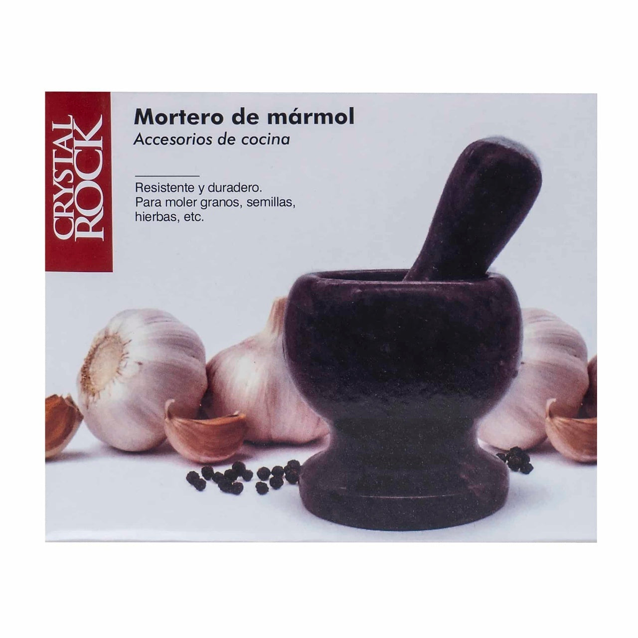 Mojar cu pistil din marmura neagra, diametru 10cm, inaltime 10.5cm