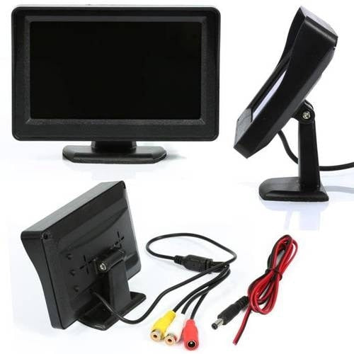 Monitor auto, cu ecran antireflex, dimensiuni 15X14X5 cm, pornire automata, intrare dubla, negru