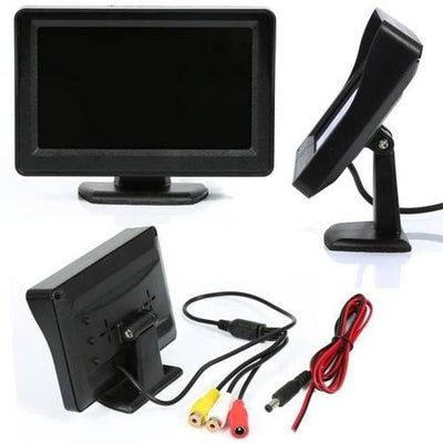 Monitor auto, cu ecran antireflex, dimensiuni 15X14X5 cm, pornire automata, intrare dubla, negru