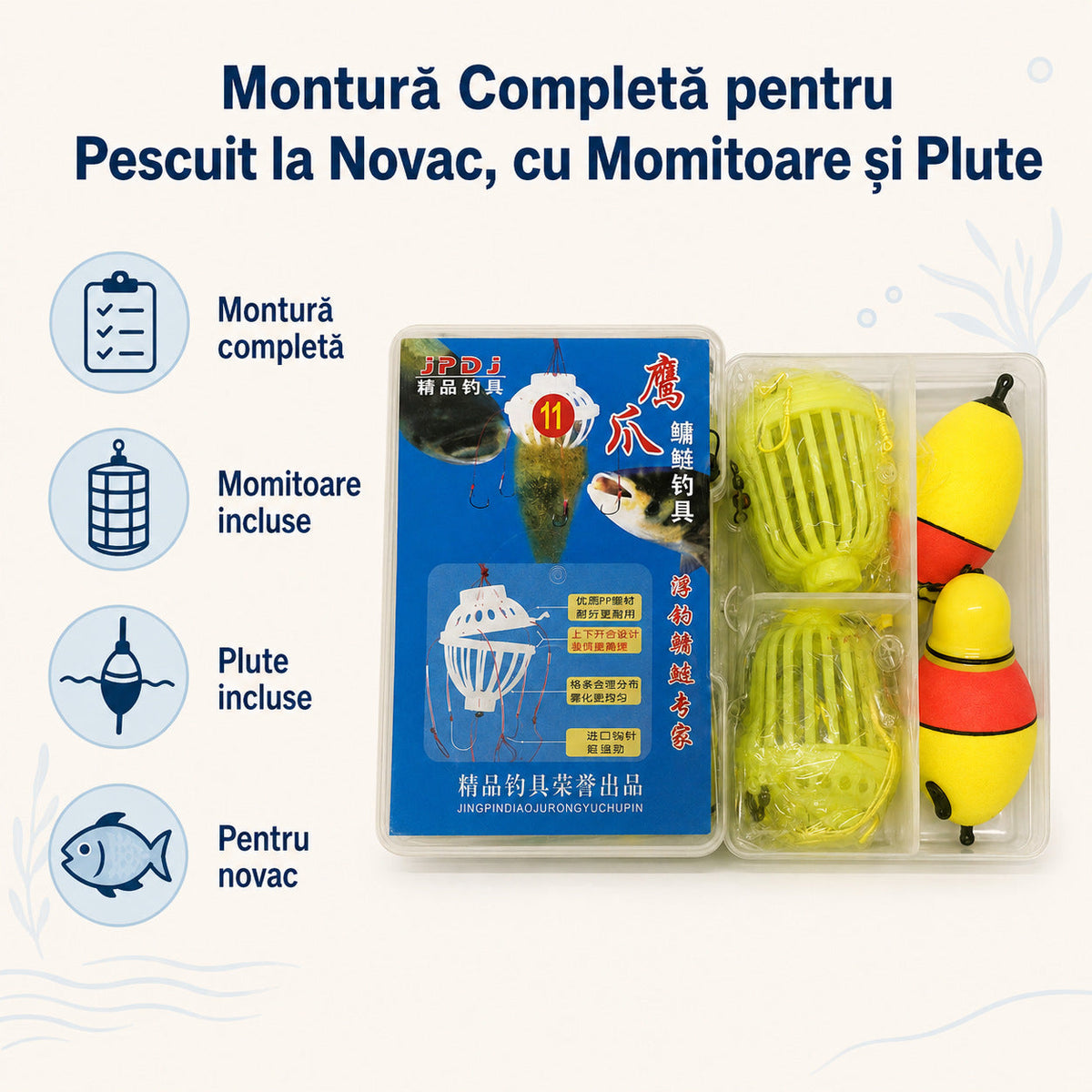 Montură Completă pentru Pescuit la Novac, cu Momitoare și Plute – caracteristici și beneficii