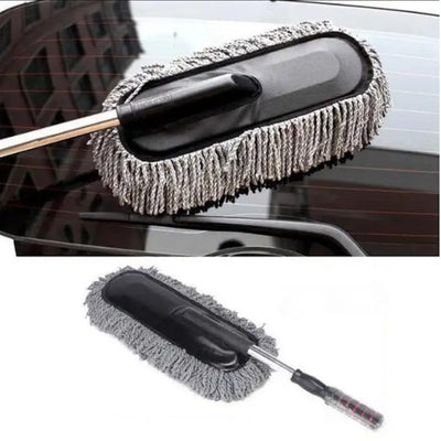 Mop auto, cu maner telescopic, cu laveta deasa din microfibra, foarte absorbanta, dimensiuni 70 x 10 cm, gri