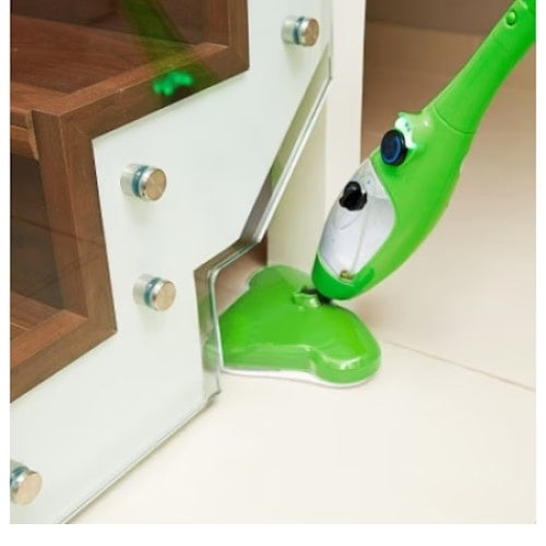 Mop cu aburi, cu mod de control al aburului, pentru pardoseli, covoare, imbracaminte, ecologic, usor de depozitat, verde