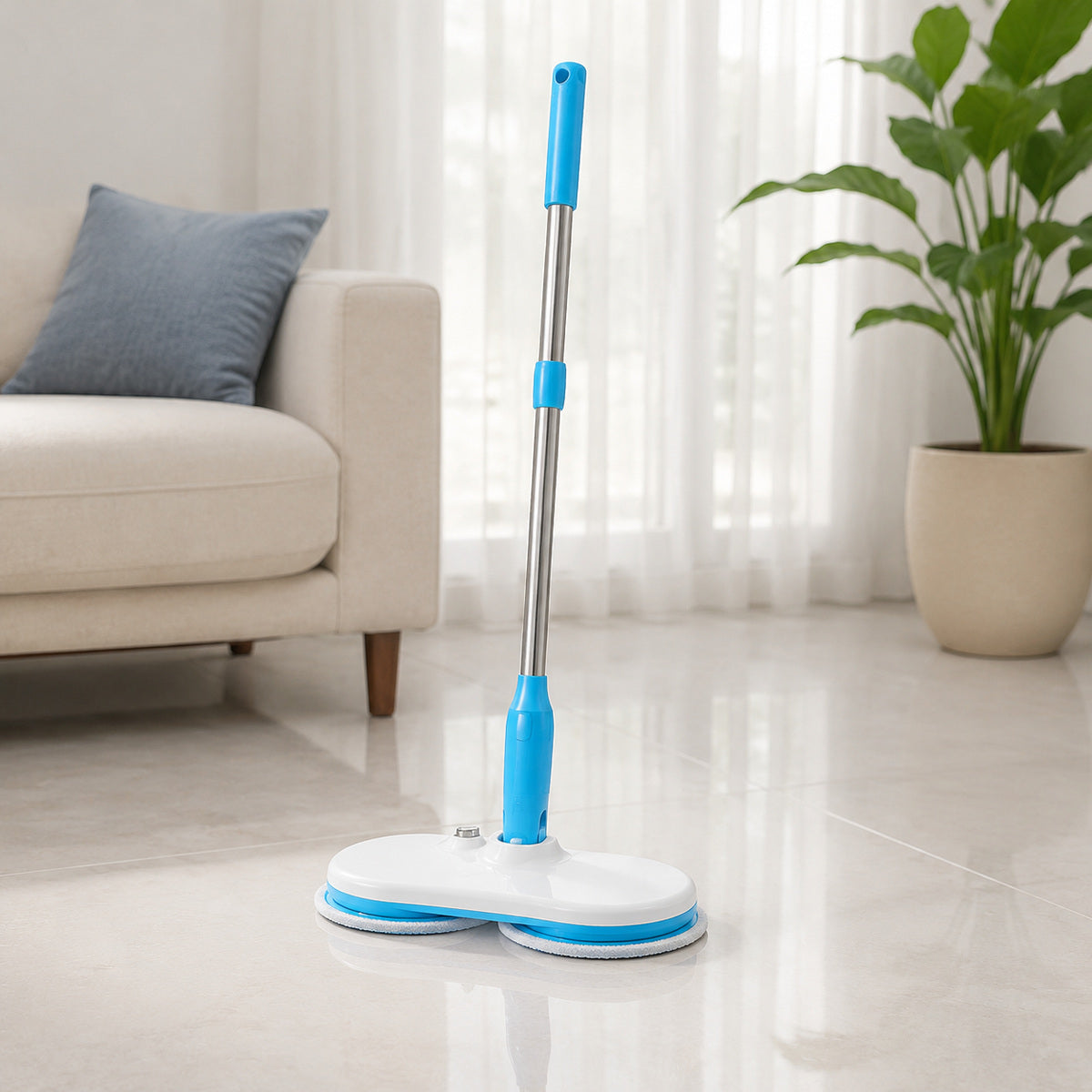 Mop Electric Fără Fir cu 2 Discuri Rotative, Albastru – imagine comercială