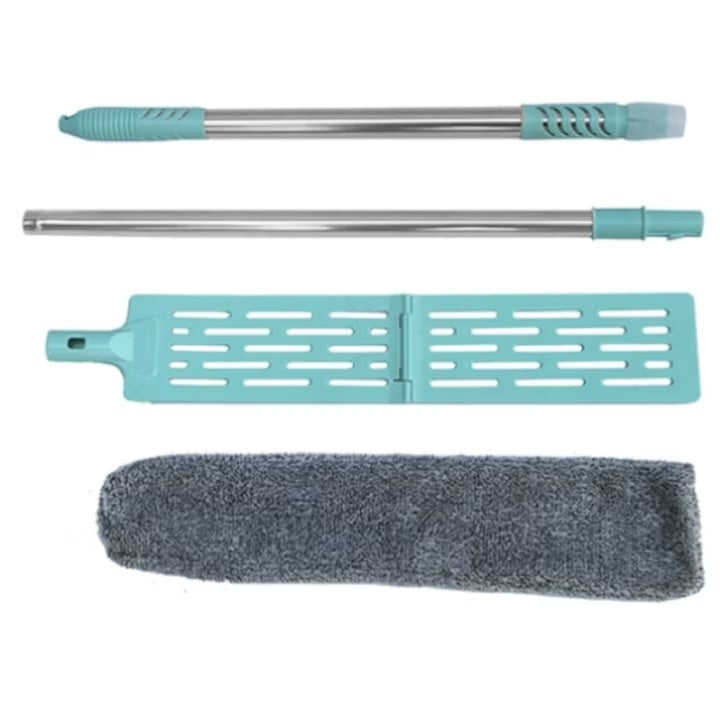 Mop flexibil, dimensiuni 97-133 cm, cu maner extensibil, din metal si microfibra, gri