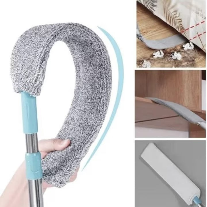 Mop flexibil, dimensiuni 97-133 cm, cu maner extensibil, din metal si microfibra, gri