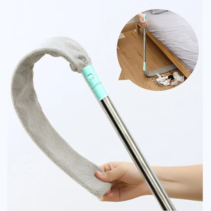 Mop flexibil, dimensiuni 97-133 cm, cu maner extensibil, din metal si microfibra, gri