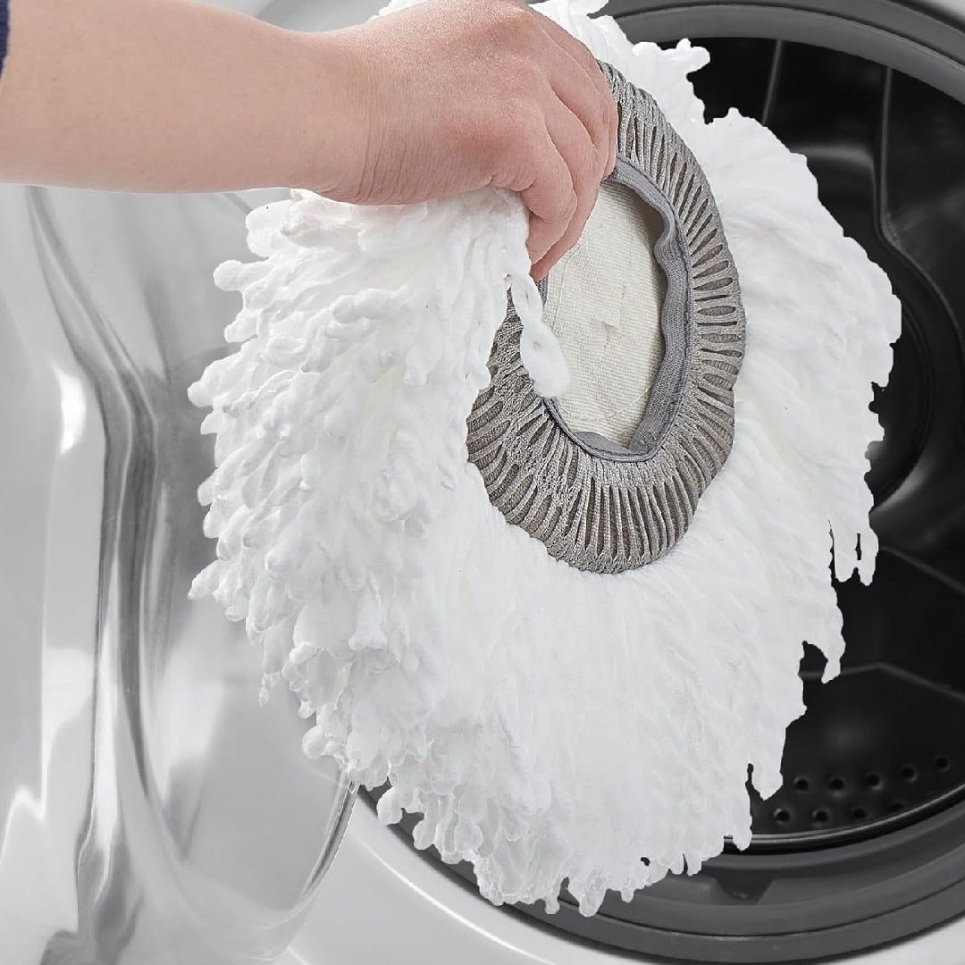 Mop multifunctional, matura, spala si pulverizeaza, include cap de mop si mop rotativ, cap de mop si mop plat si curatator geamuri cu mop si racleta cauciuc, alb