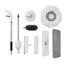 Mop multifunctional, matura, spala si pulverizeaza, include cap de mop si mop rotativ, cap de mop si mop plat si curatator geamuri cu mop si racleta cauciuc, alb